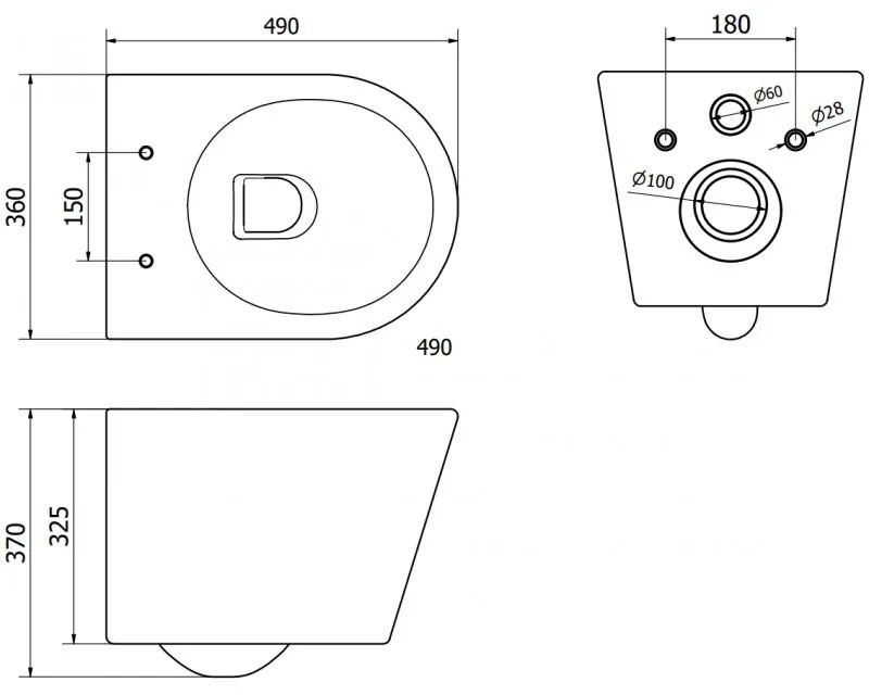 Mexen Rico, závesná WC misa 490x360x370 mm, Rimless Tornádo + WC sedadlo z duroplastu, biela lesklá, 30720300T