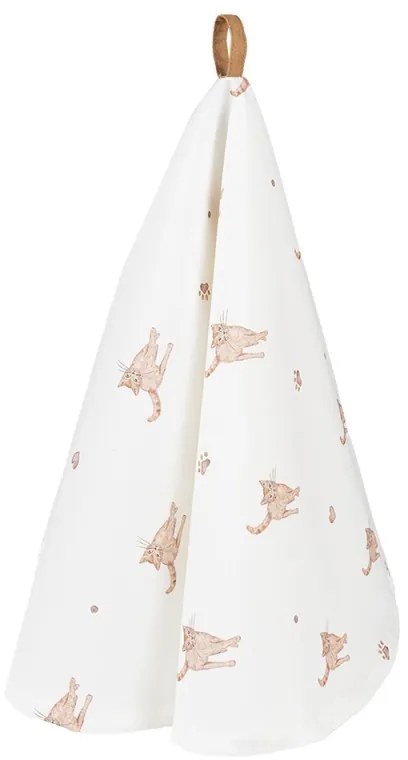 Béžová okrúhla bavlnená utierka s macičkami Kitty Cats - Ø 80 cm