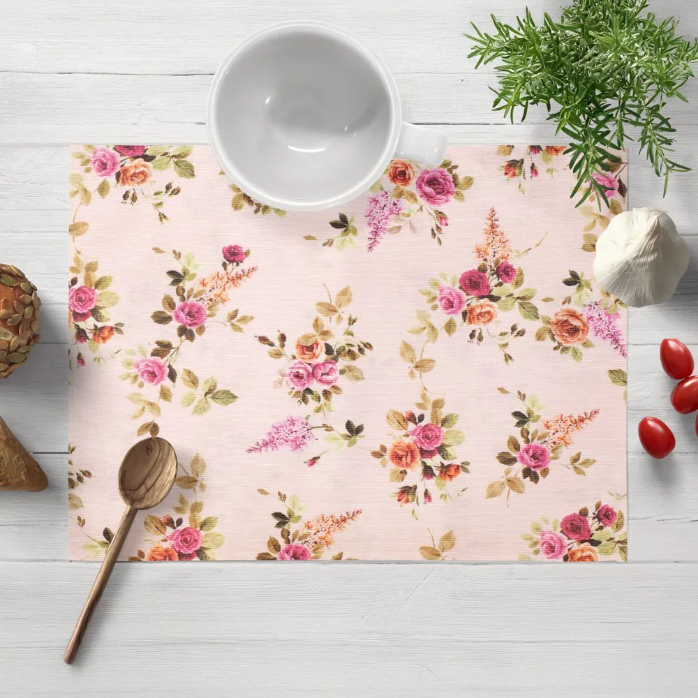 Biante Dekoračné prestieranie na stôl Leona LN-130 Ružičky na ružovom 30x40 cm