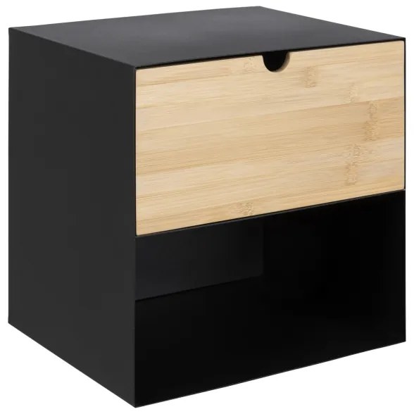 Nočný stolík s možnosťou montáže na stenu BEKIM čierna/bambus