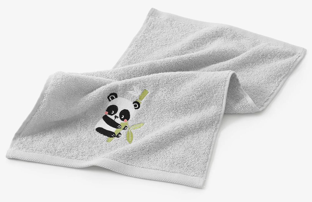 Goldea detský froté uterák - panda na svetlo sivej 30 x 50 cm