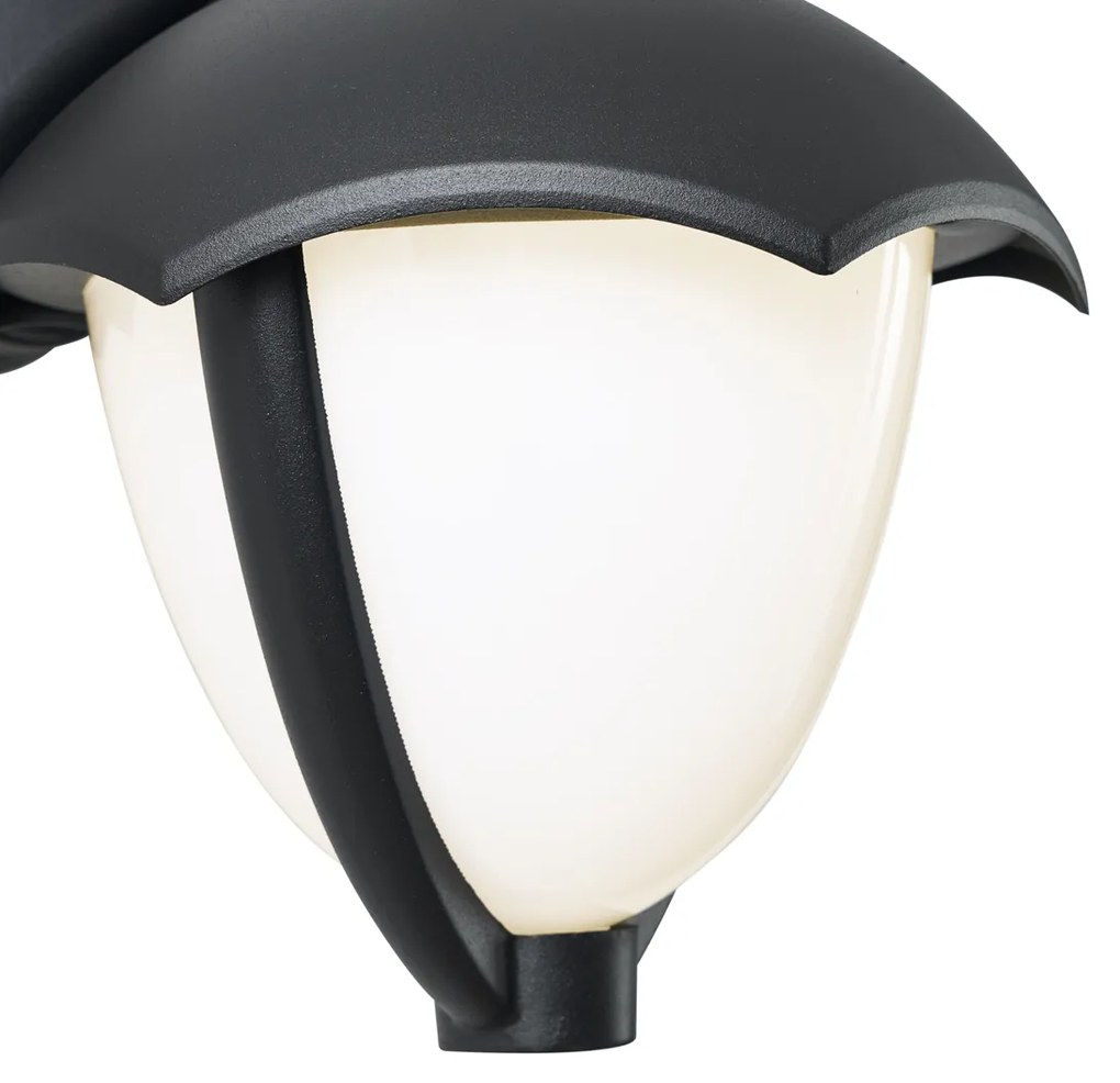 Inteligentné vonkajšie nástenné svietidlo čierne s opálovým sklom vrátane LED IP54 - Classica