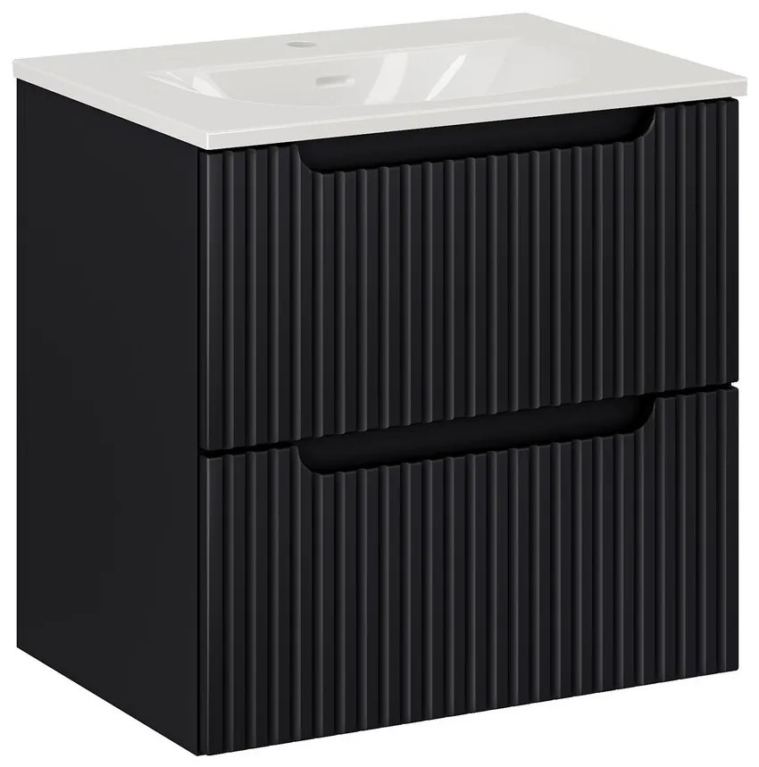 Kúpeľňová skrinka Nova Black II Sky so zápustným umývadlom 60 cm čierna/biela