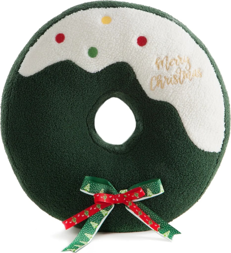 VIANOČNÝ DEKORAČNÝ VANKÚŠ CHRISTMAS DONUT 36X36 CM VIACFAREBNÁ