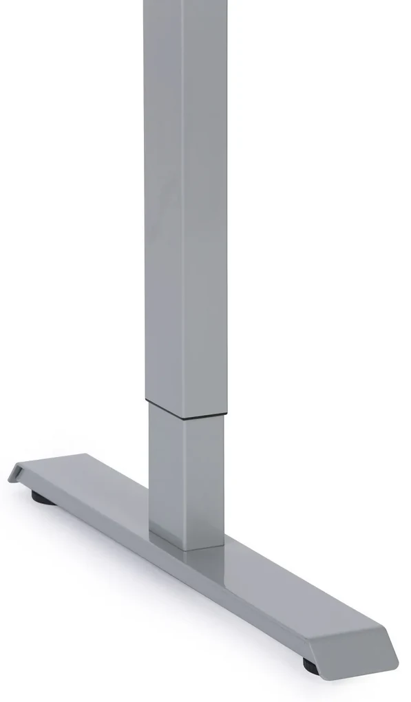 Výškovo nastaviteľný stôl, 180x80 cm, 1 motor, sivá podnož, orech