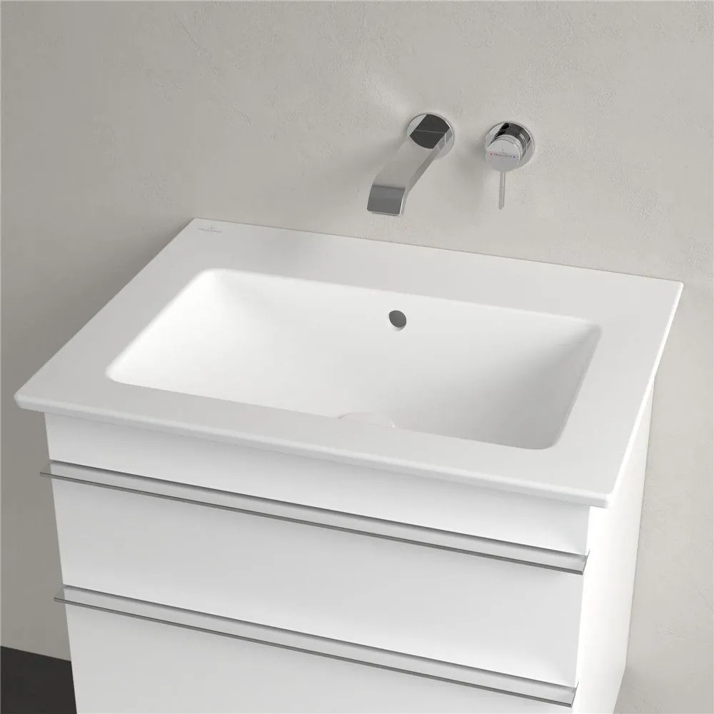 VILLEROY & BOCH Venticello závesné umývadlo bez otvoru, s prepadom, 650 x 500 mm, Stone White, s povrchom CeramicPlus, 412467RW