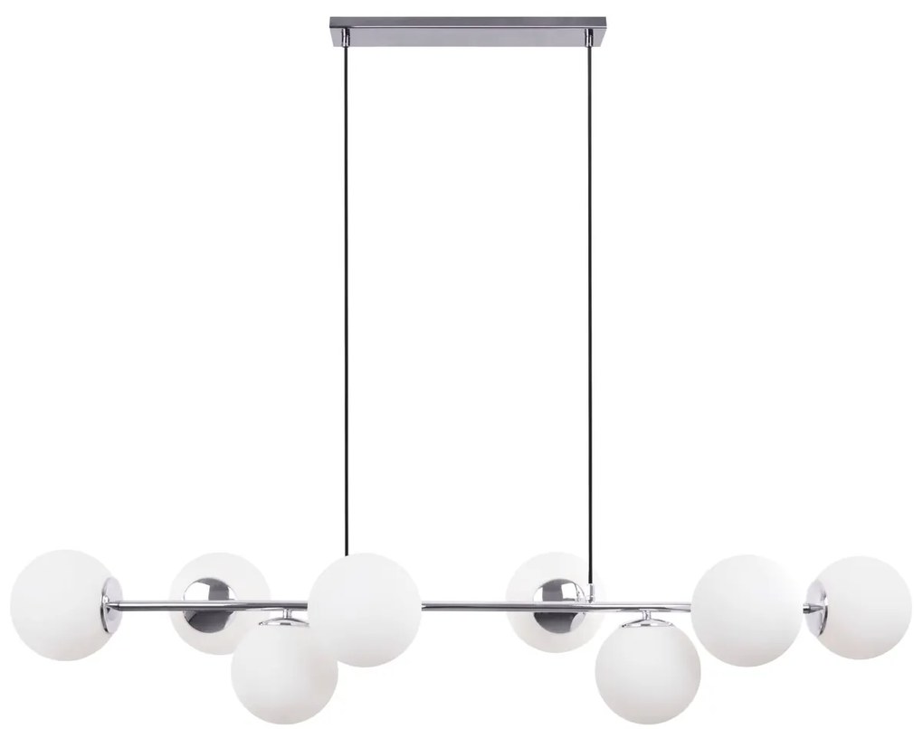 Závesné svietidlo Florence, 8x biele sklenené tienidlo, ch