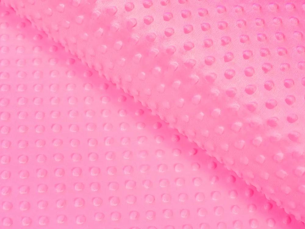Biante Detská obliečka na vankúš Minky 3D bodky MKP-012 Sýto ružová 30 x 50 cm