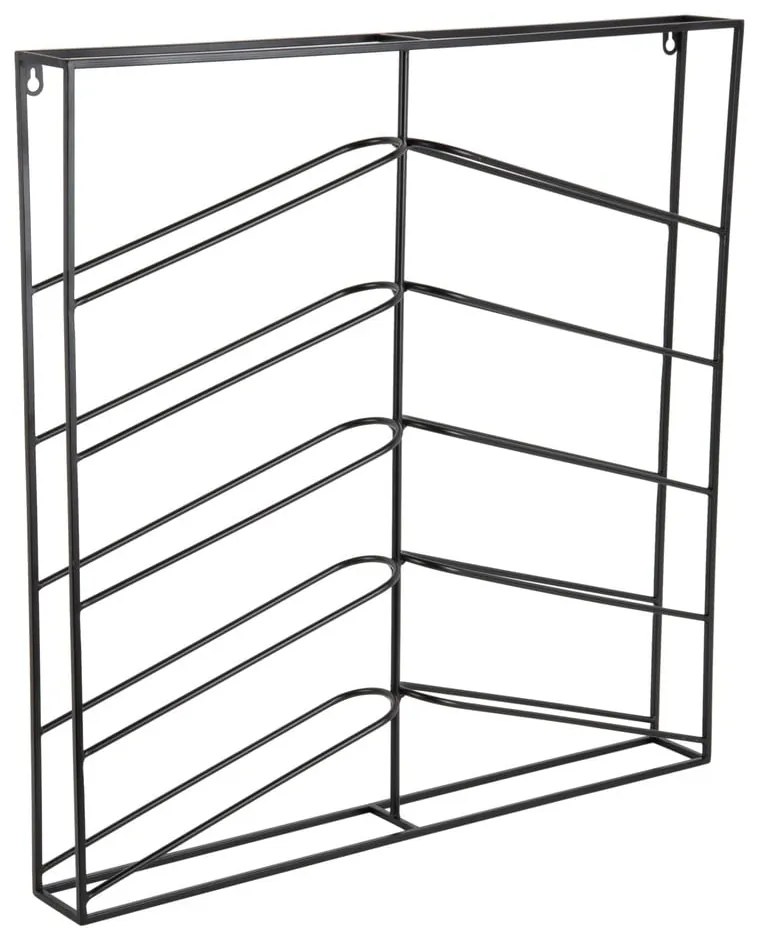 Čierny nástenný kovový regál na víno počet fliaš 10 67x66x7,5 cm Cuadro – PT LIVING