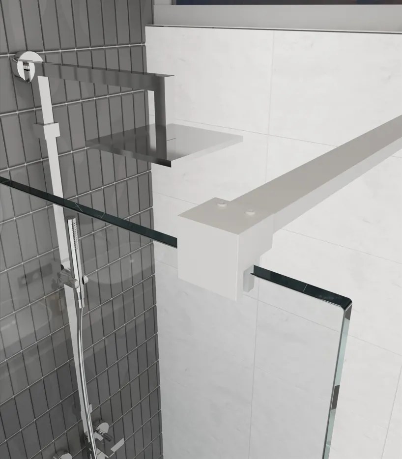 Erga Paris, sprchová zástena Walk-In 80x200 cm, 8mm číre/mliečne sklo, biely matný profil, ERG-V02-PARIS-080x200-MF-WH