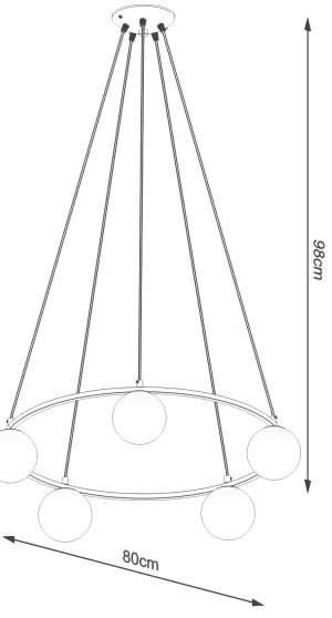 Sollux SL.1214 - Luster na lanku YOLI 5xG9/8W/230V čierna