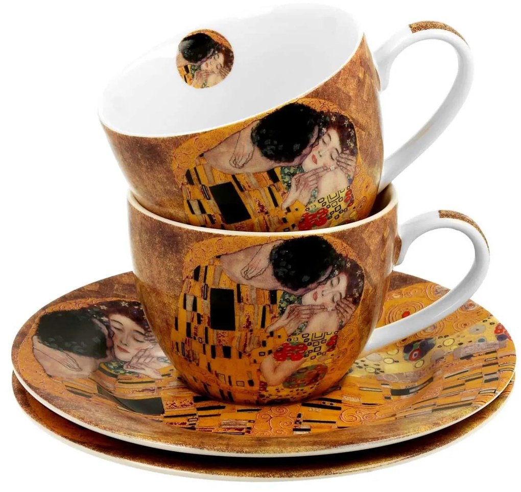 Porcelánová šálka s podšálkou Klimt The Kiss 90 ml sada 2ks