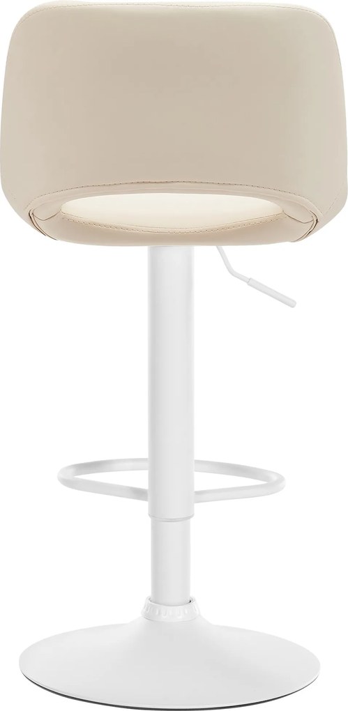 Barová stolička Camden - koženka, biely rám - Krémová