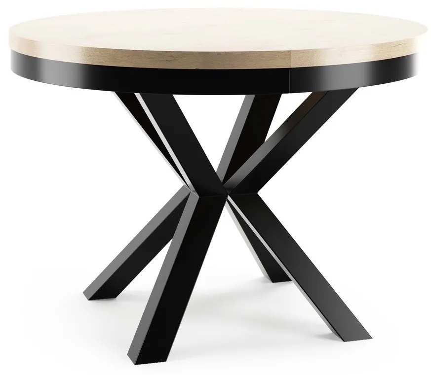 Okrúhly rozkladací jedálensky stôl PASI 120cm Kominácia stola: biely mramor - čierne nohy