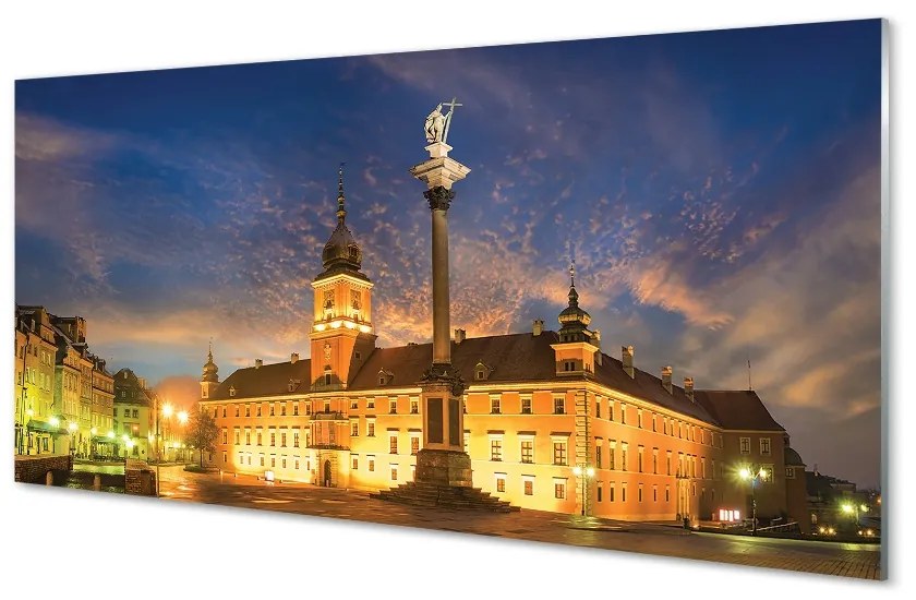 Sklenený obraz Warsaw Old Town sunset 100x50 cm