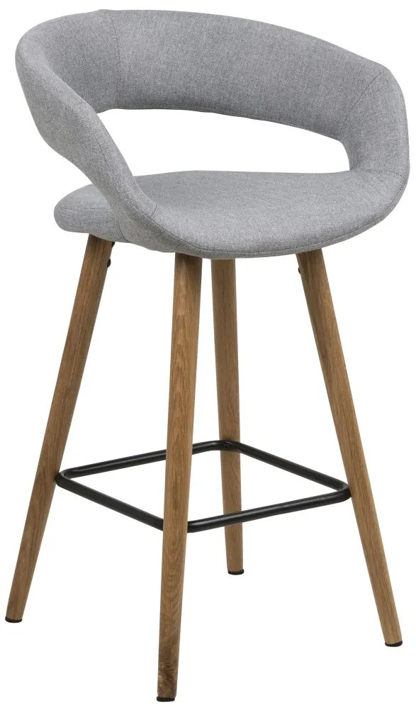 MIA Svetlosivá (tkanina Corsica 40) / dubovo-čierna konštrukcia – ČALÚNENÁ BAROVÁ STOLIČKA DO KUCHYNE ALEBO REŠTAURÁCIE