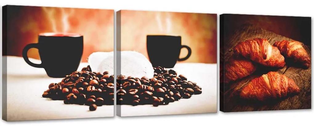 Obraz na plátně třídílný Kávový dort - 90x30 cm