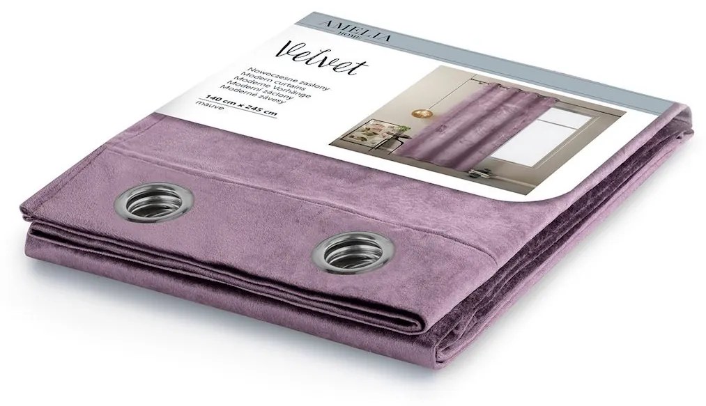 Záclona AmeliaHome Velvet II fialovo/ružový, velikost 140x245