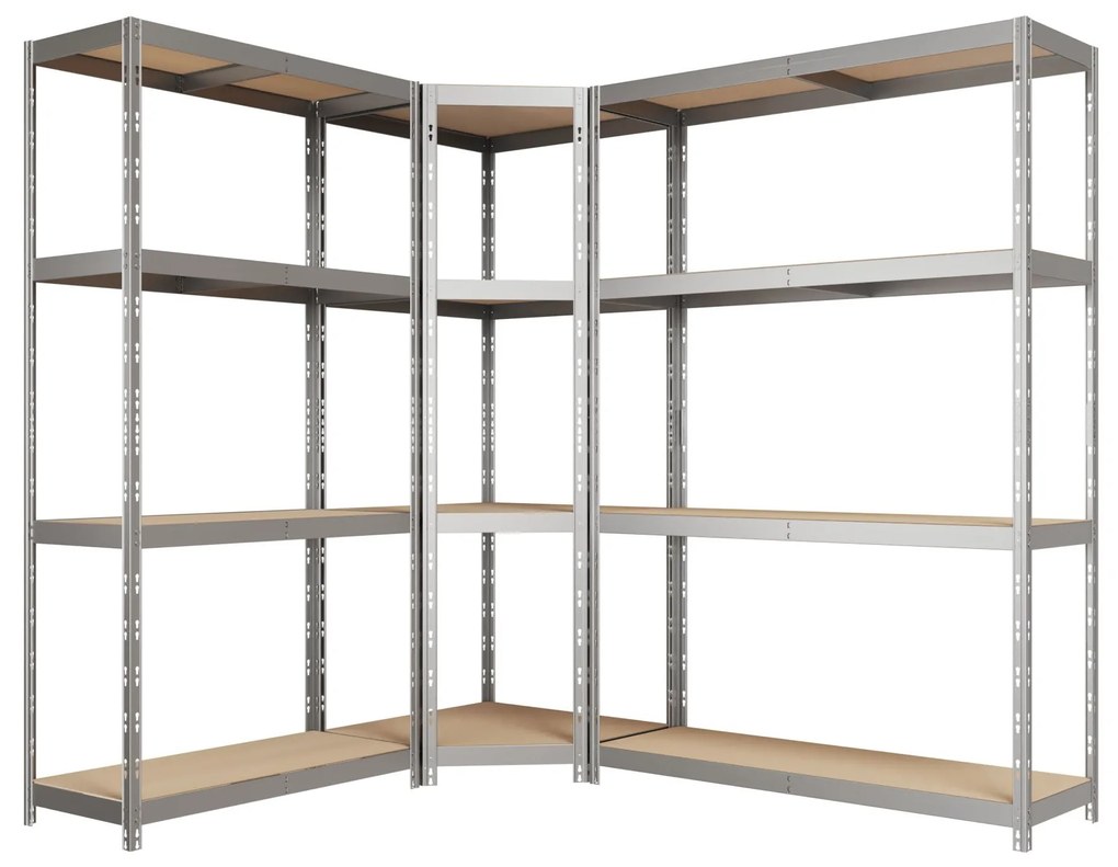 Kovový regál CORNER BUDGET PACK 180x160x190x40 cm, 4x HDF polica, zinok