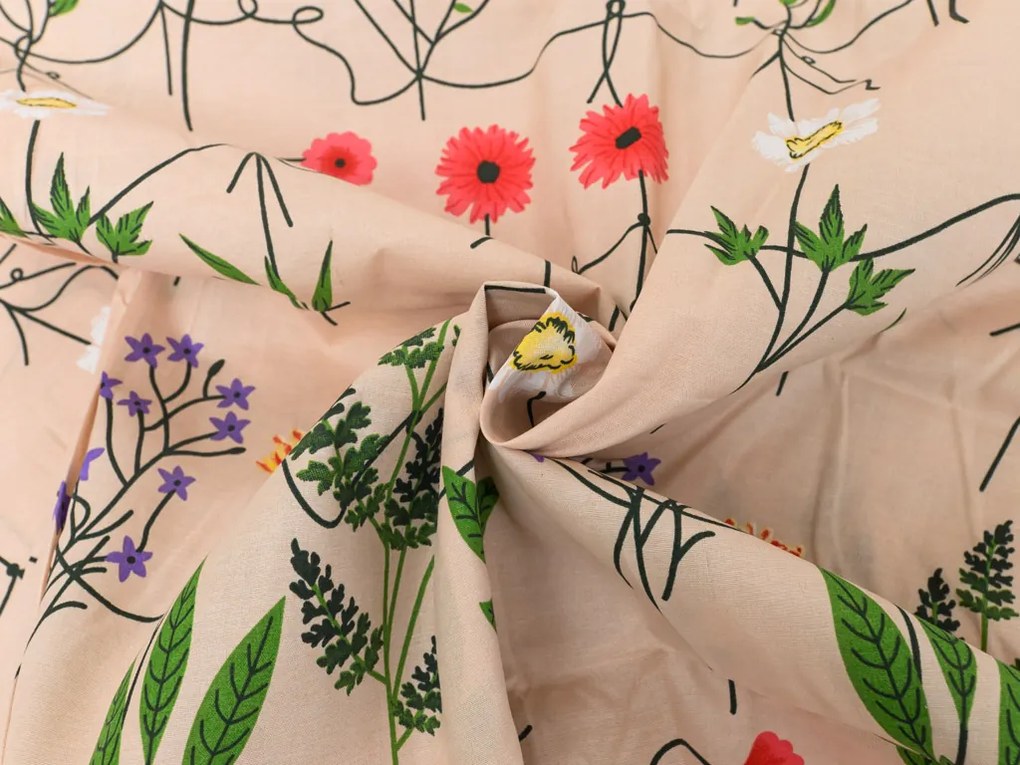 Bavlnené obliečky HERBAR BLEND béžové Rozmer obliečky: 70 x 90 cm | 140 x 220 cm