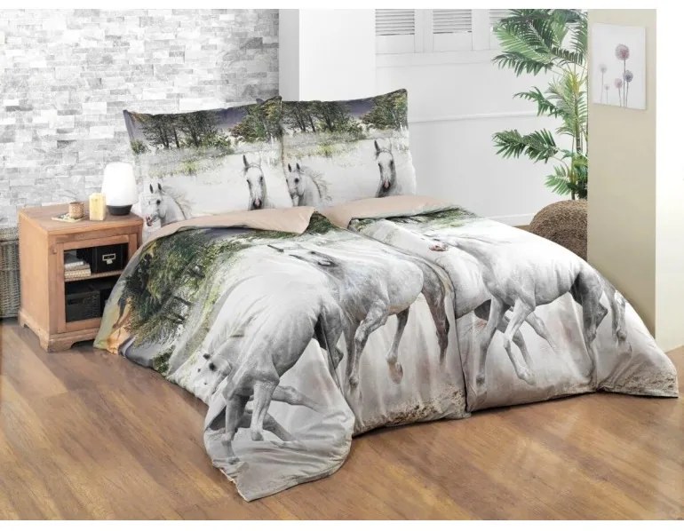 Obliečky bavlnené 3D Horses, Štandardný set jednolôžko obsahuje 1x 140x200 + 1x 70x90