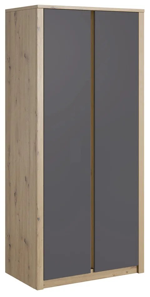 Šatníková skriňa MALTA S2D Dub artisan/sivá