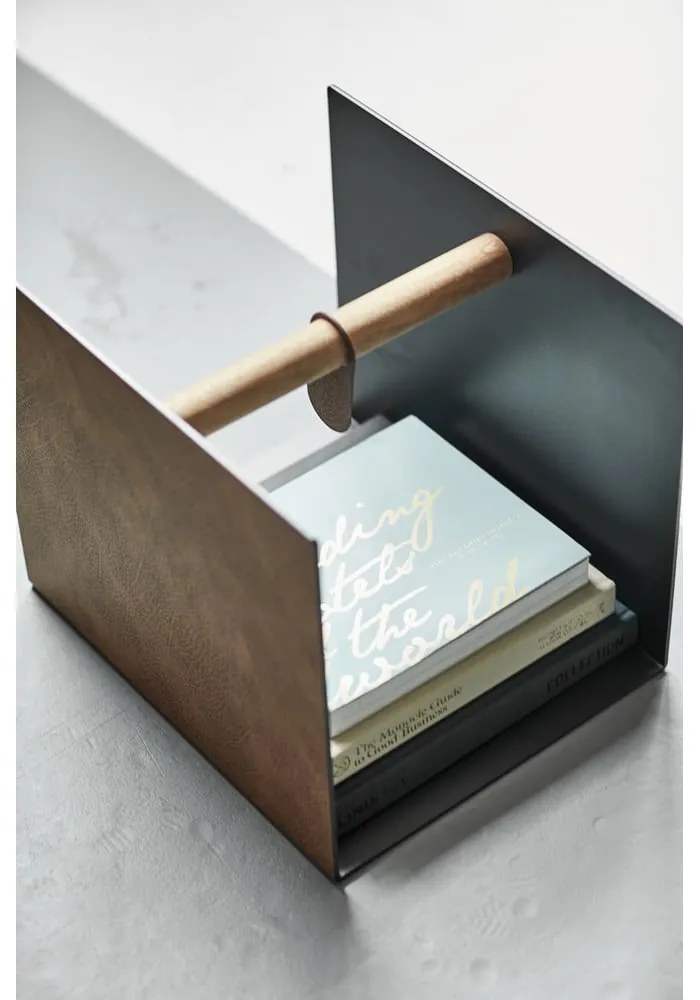 Čierny/v prírodnej farbe dekoratívny kovový/z eko kože úložný box 32x38x31 cm Bull – LIND DNA