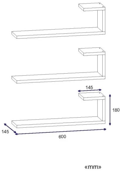 SADA 3x Nástenná polica EMILY 18x60 cm biela