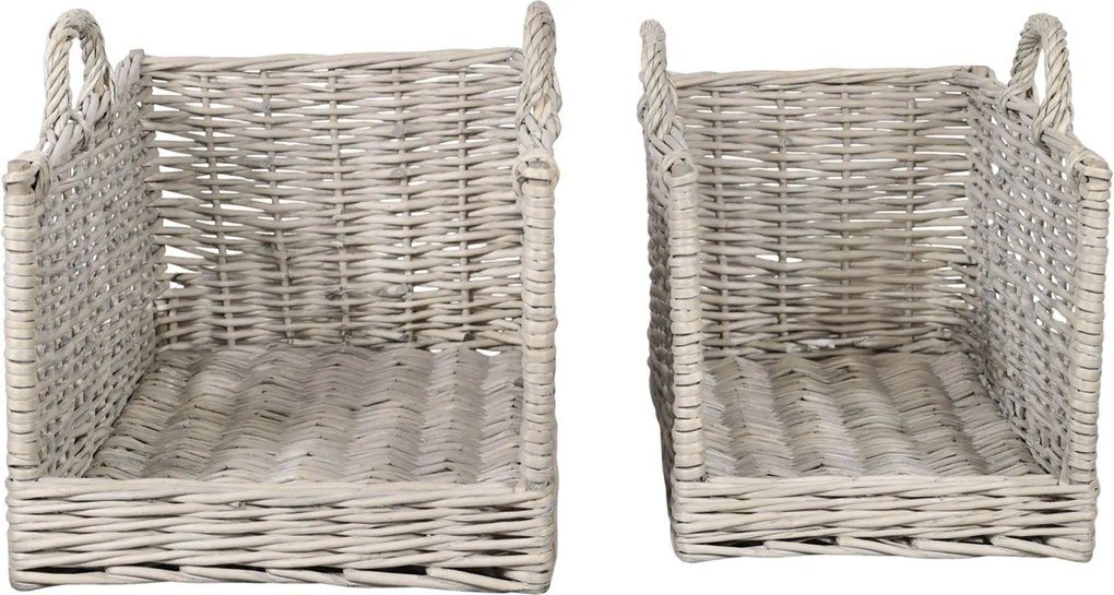 Súprava 2ks prútených košov s ušami French Basket Grey – 50*39*40/ 42*30*37 cm