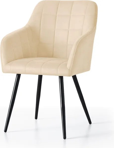 Sada šiestich jedálenských stoličiek LUXANO zamatové, béžové / čierne nohy (6 ks)