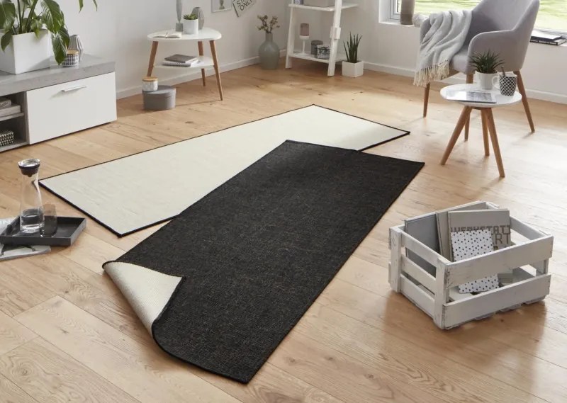 NORTHRUGS - Hanse Home koberce Kusový koberec Twin-Wendeteppiche 103096 schwarz creme – na von aj na doma - 80x150 cm