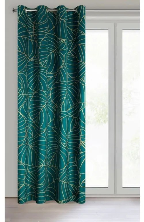 DECOREUM Potlačený zamatový záves 140 cm x 250 cm grafitová 100 % polyester Rozmer varianty: 140 cm x 250 cm, Farba varianty: Tmavo tyrkysová 104671