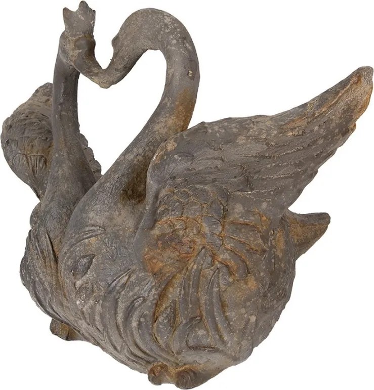 Šedý antik kvetináč zamilovaných labutí Swan Baroque - 49*27*37 cm