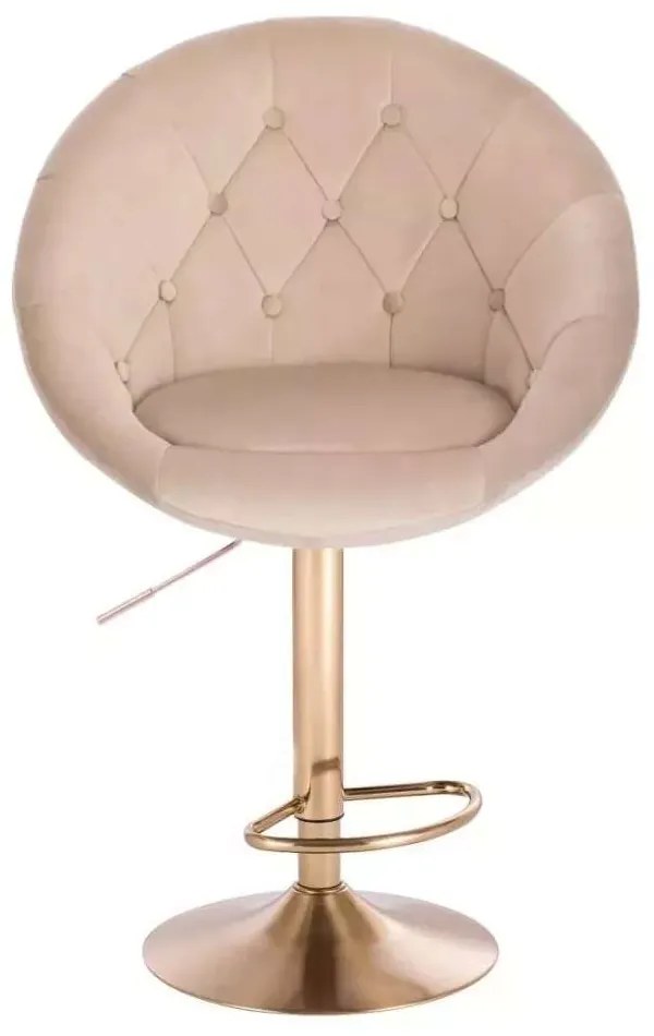 LuxuryForm DESIGN Barová stolička VERA VELUR na zlatom tanieri - latte