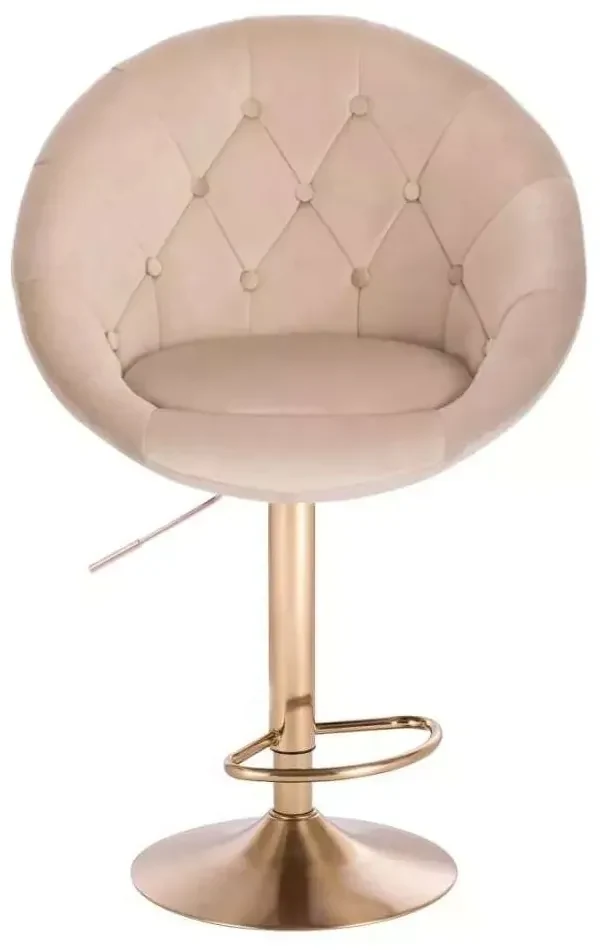 LuxuryForm DESIGN Barová stolička VERA VELUR na zlatom tanieri - latte