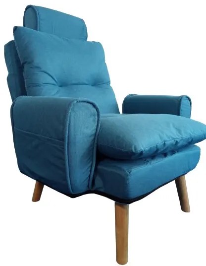 Relaxačné kreslo Boris modré s taburetkou