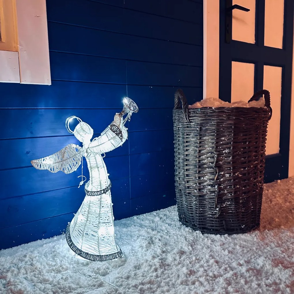 DECOLED Svetelný LED anjel 50 cm, napájaný batériami, IP44