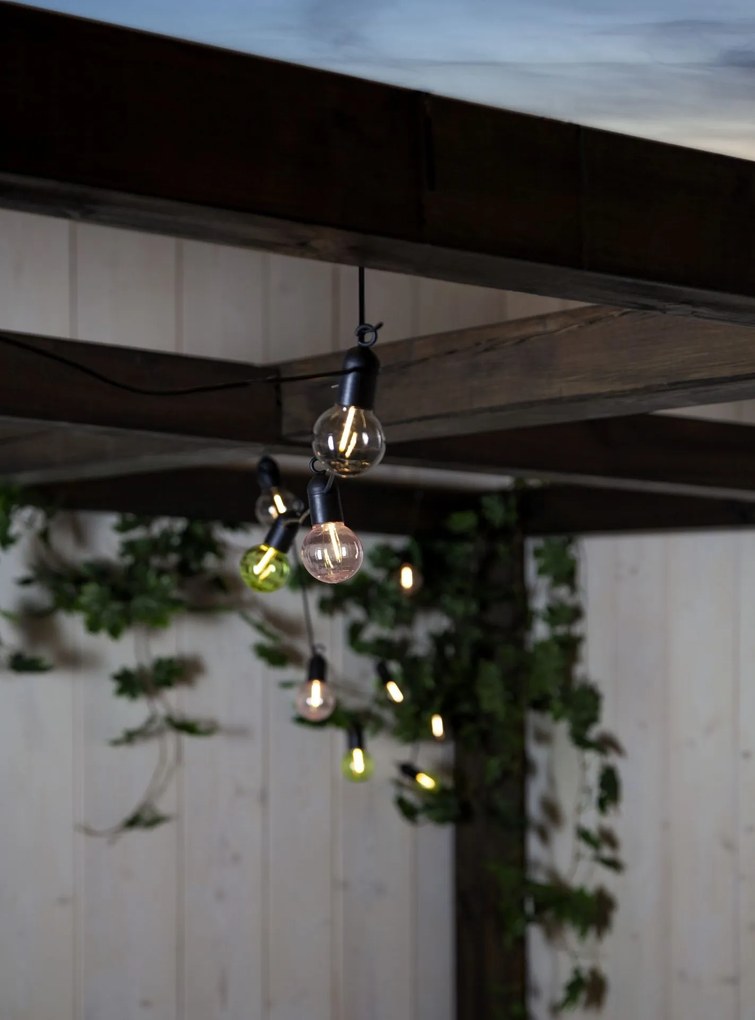 Vonkajšia svetelná LED reťaz s motívom žiaroviek dĺžka 4,05 m Star Trading Glow - čierny