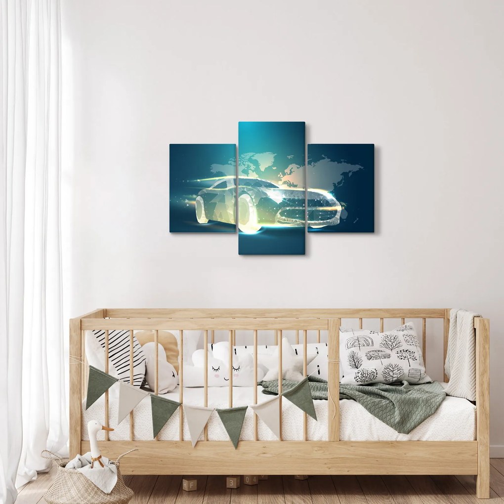 Obraz auta z geometrických tvarov (90x60 cm)