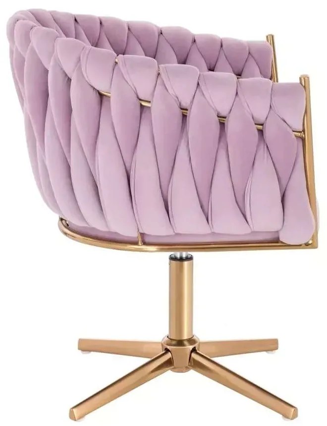 LuxuryForm DESIGN Stolička NORDEN VELUR na zlatom kríži - levanduľa