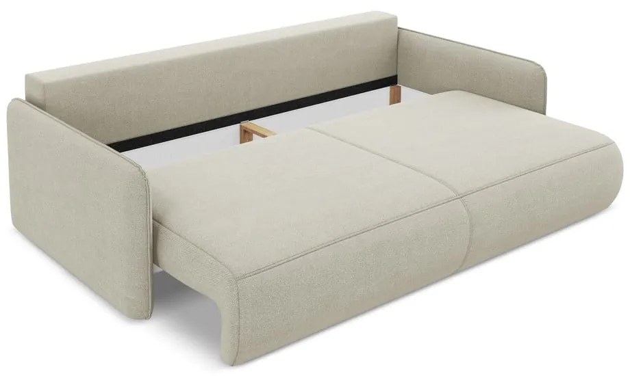 Krémovobiela rozkladacia/s úložným priestorom pohovka 216 cm Nanea – Makamii