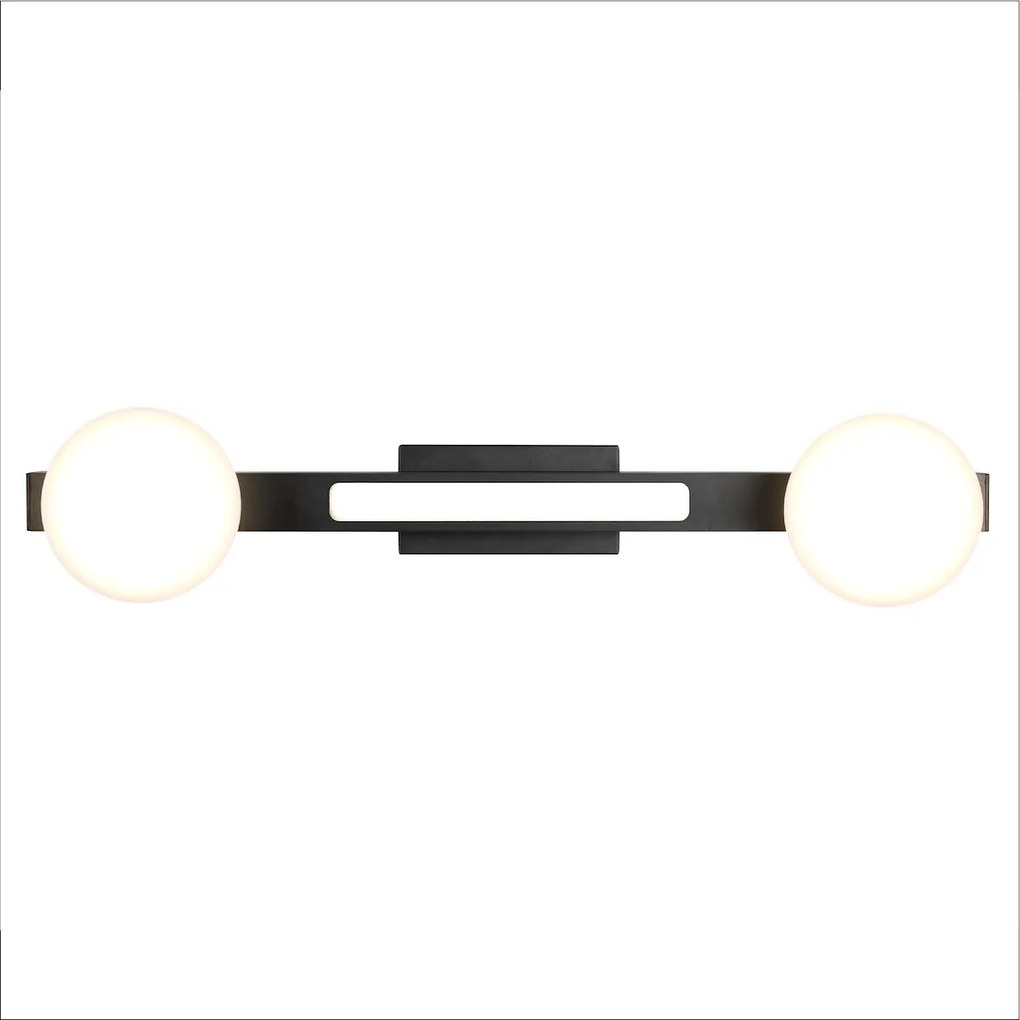 Nástenné svietidlo Magnet1, 2x biele sklenené tienidlo + 1x LED 13W, b