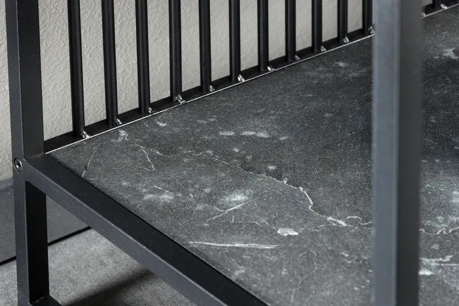 Dizajnový regál Haines 120 cm vzor antracitový mramor