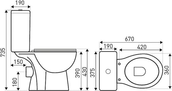 Novoterm WC kombi NV-Niagara Duo ZO so zadným odpadom a SoftClose sedadlom