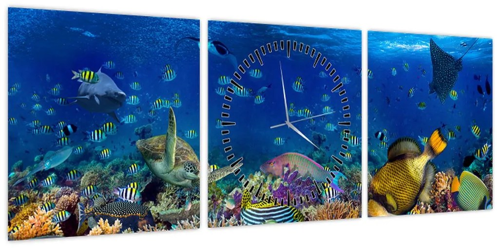 Obraz - Oceán (s hodinami) (90x30 cm)