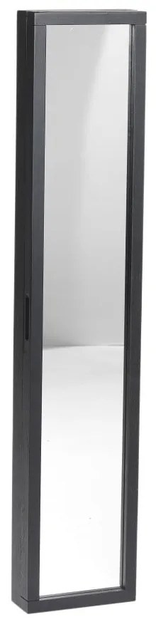 Čierna dubová skrinka na kľúče so zrkadlom Rowico Sol