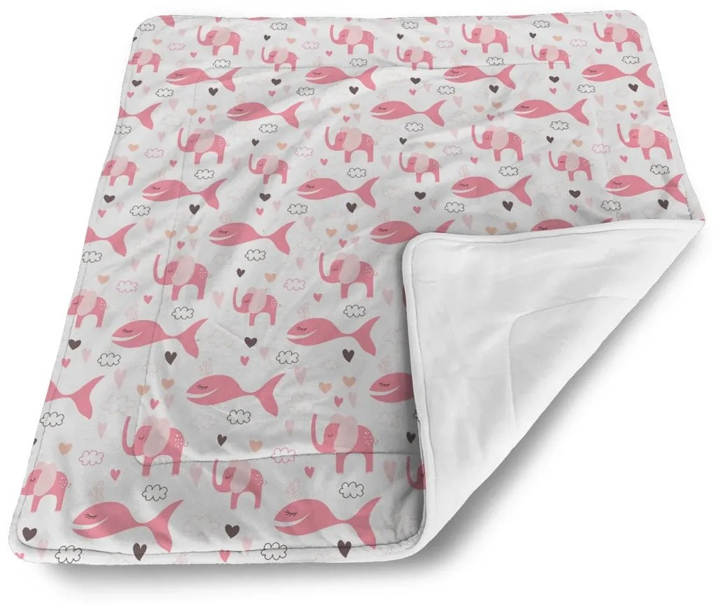 Sablio Deka pre bábätko Ružové rybky a Slony - 90x120 cm