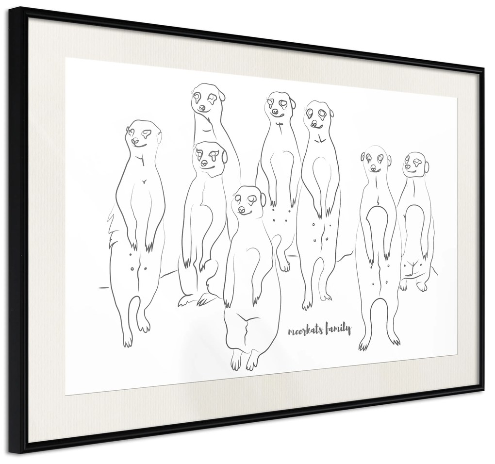 Artgeist Plagát - Meerkats Family [Poster] Veľkosť: 30x20, Verzia: Zlatý rám s passe-partout