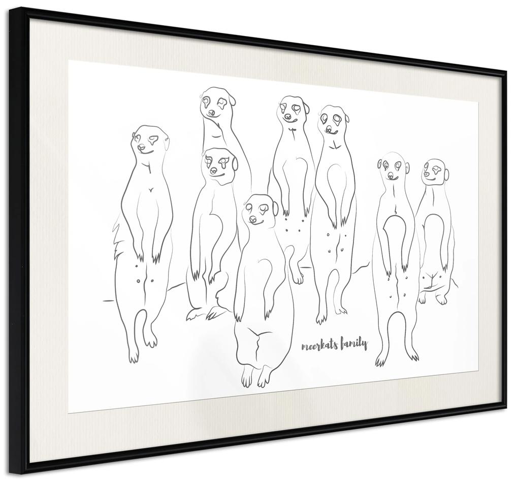 Artgeist Plagát - Meerkats Family [Poster] Veľkosť: 60x40, Verzia: Zlatý rám s passe-partout