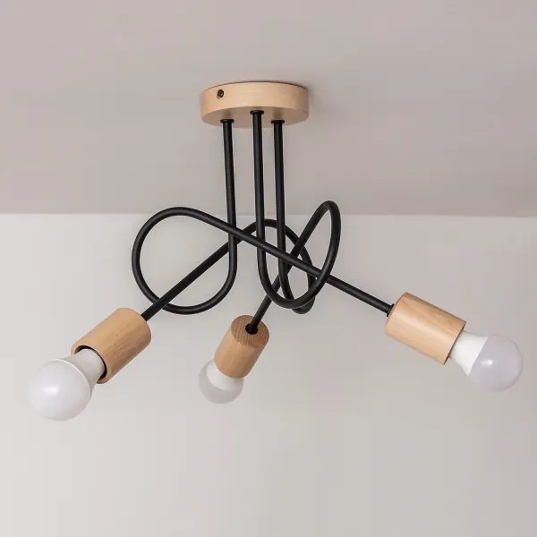 Prisadený luster OXFORD 3xE27/15W/230V borovica/čierna